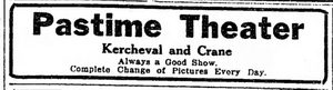 Pastime Theatre - 1911 Ad